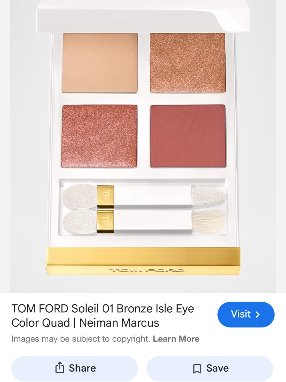 Tom Ford Bronze Isle Eye Quad — Champagne, Rose Bronze, Warm Bronze, Cream